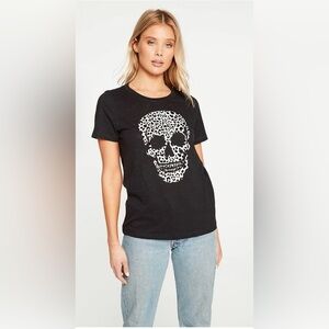 Chaser Wild Skull T-shirt Black Women’s Size Medium  Animal Print Skull Face